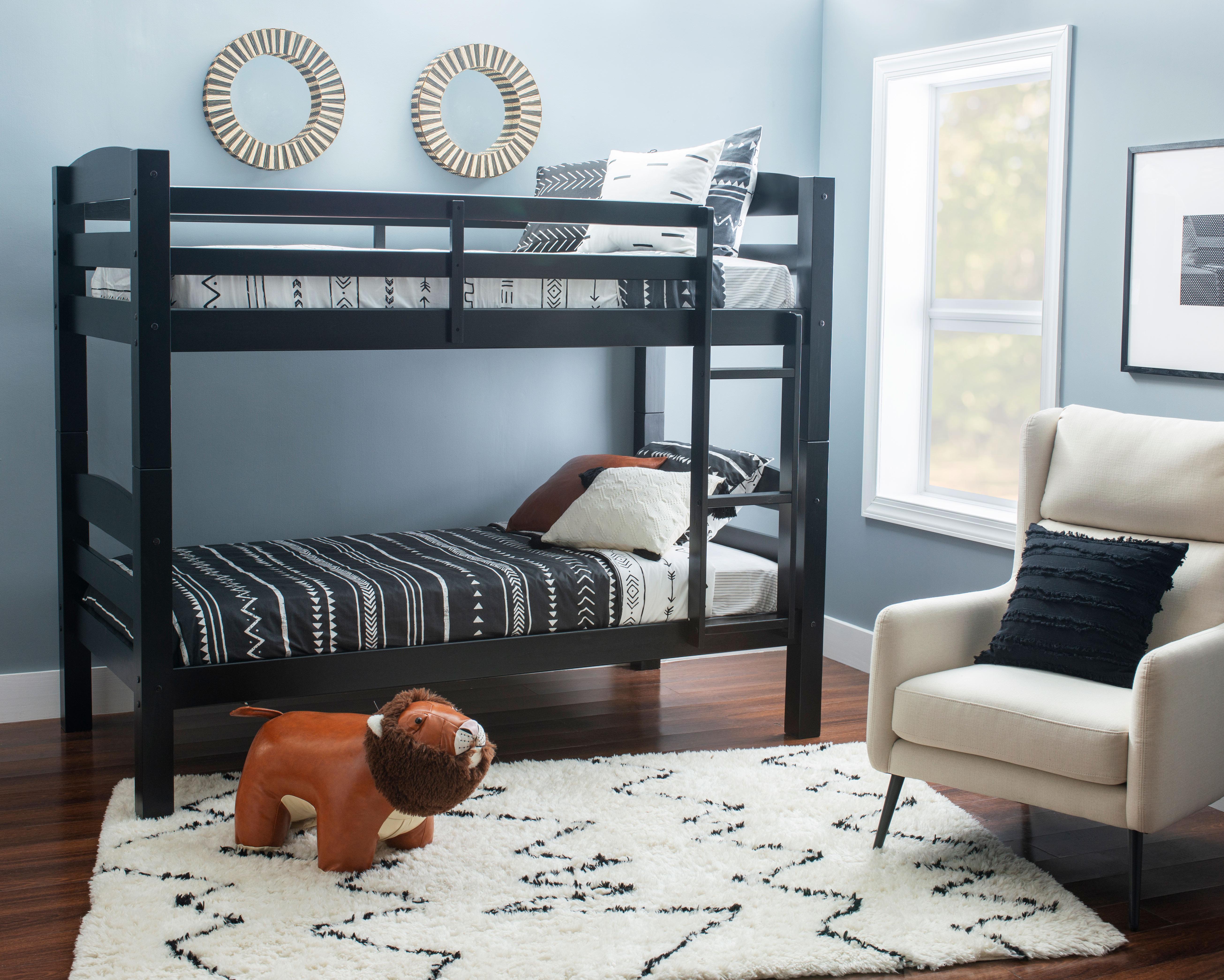 Rent to Own Linon Home Decor Levin Black Twin over Twin Bunk Bed at Aaron's today!